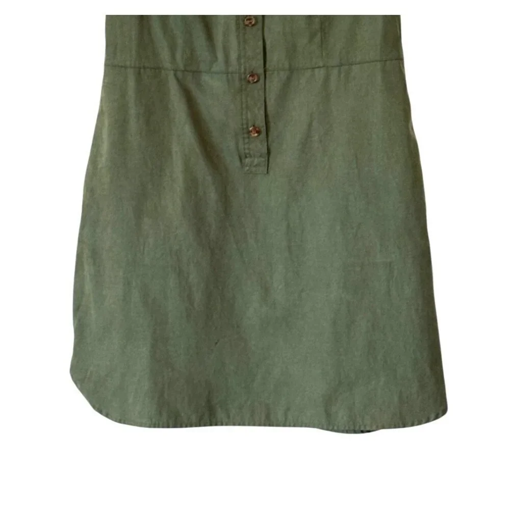 J. Crew Women's Utility Shirt Dress Olive Green Button Split Hem Size 2
